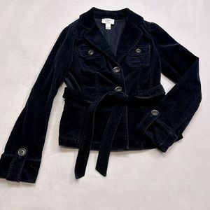 Loft Brushed Corduroy Navy Blue Belted Blazer Size 0P